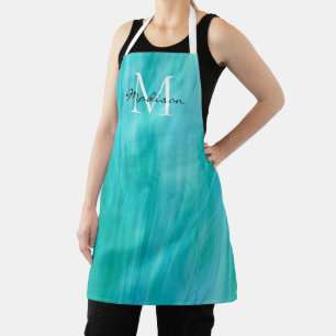 Tablier Nom du monogramme Apron Turquoise