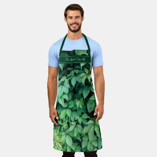 Tablier Nom du monogramme Feuille de raisin vert