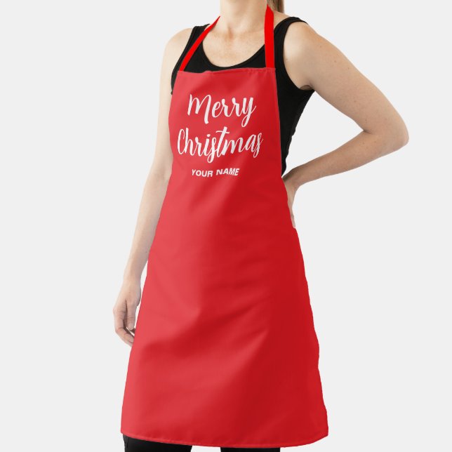 Tablier Nom élégant moderne Modèle Grand Joyeux Noël (Insitu)