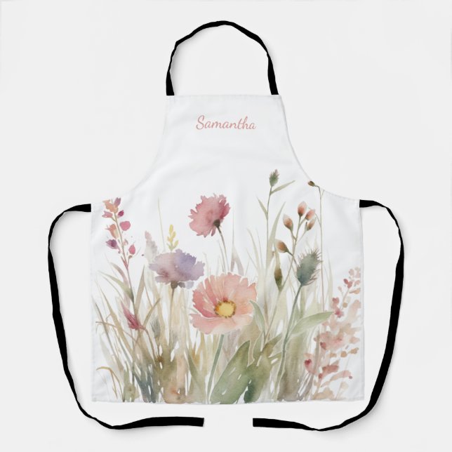 Tablier Nom floral rose (Recto)
