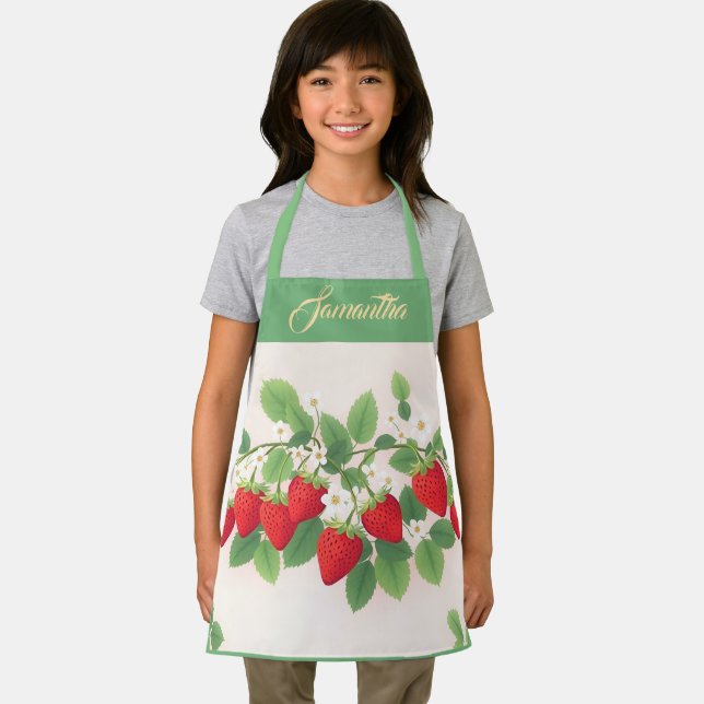 Tablier Nom Fraises Rouges Avec Feuilles Vertes (Insitu)