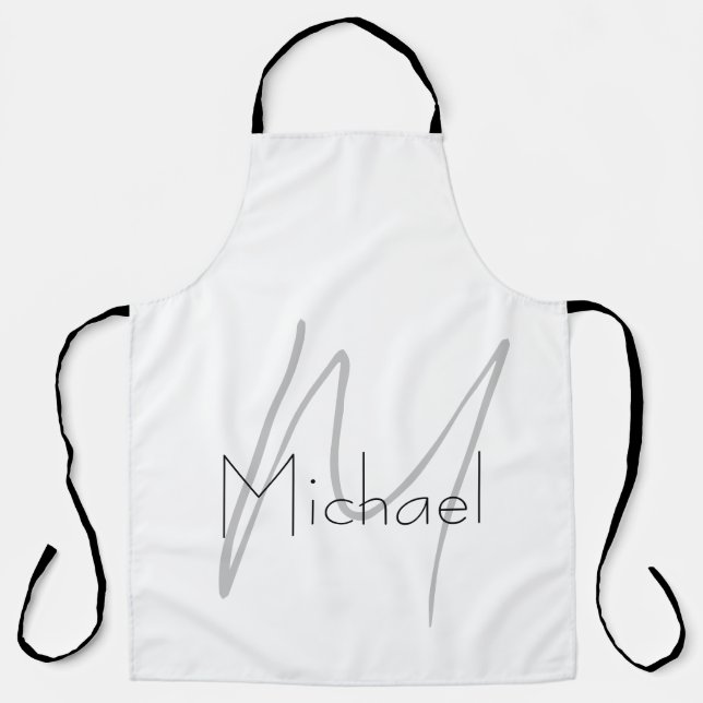 Tablier Nom moderne minimaliste monogramme (Recto)