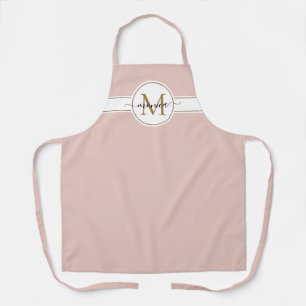 Tablier Nom monogramme minimal en or rose pâle