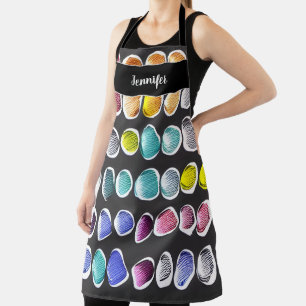 Tablier Nom monographique motif de l'artiste aquarelle mod