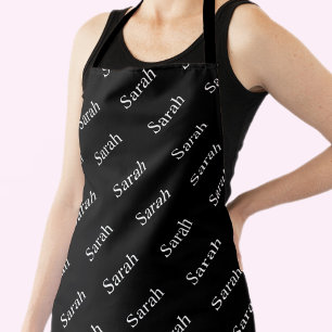 Tablier Nom ou Motif de mot en cours de répétition noir et