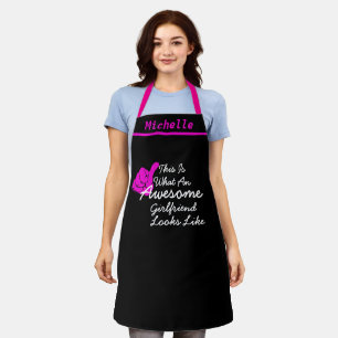 Tablier Nom personnalisé Awesome Girfriend GF Black Chef B