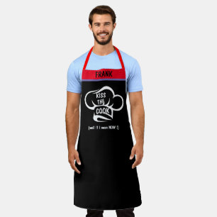 Tablier Nom personnalisé BBQ Grill Baker's Kiss the Chef F