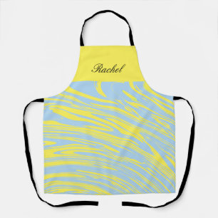 Tablier Nom personnalisé Blue Swirls Jaune Motifs Abstrait