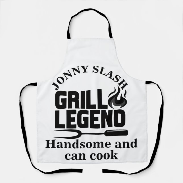 Tablier Nom personnalisé Chef légende grill (Recto)