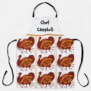 Tablier Nom personnalisé Chef Thanksgiving Famille Dîner