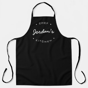 Tablier Nom personnalisé Cuisine de chef Noir blanc