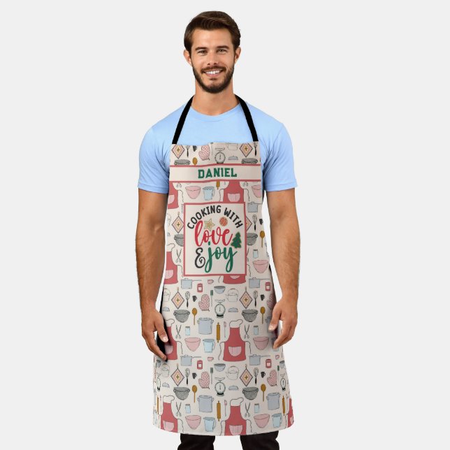Tablier Nom personnalisé Cuisine de Noël Citations de cuis (Porté)