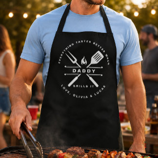 Tablier Nom personnalisé des enfants Papa Grills BBQ