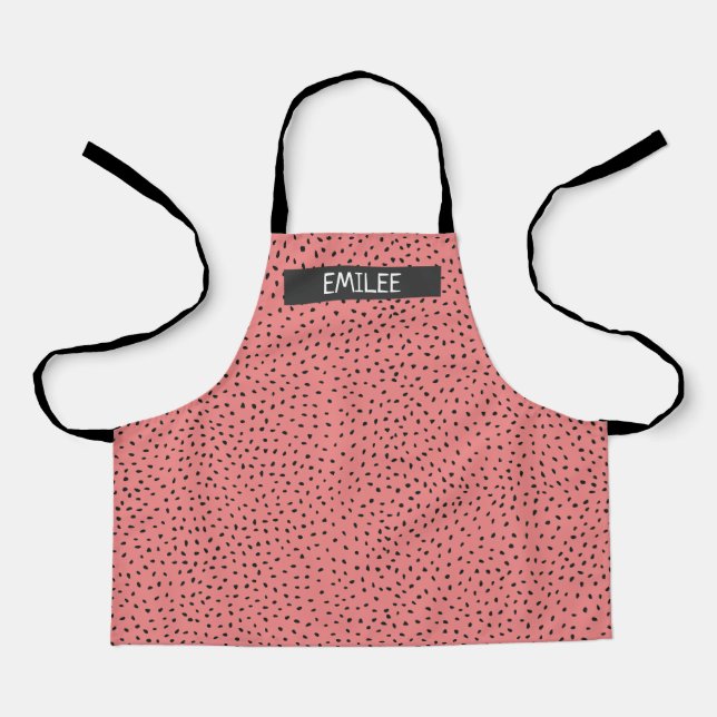 Tablier Nom personnalisé Doodle Dots Tout-Sur-Imprimer Tab (Recto)