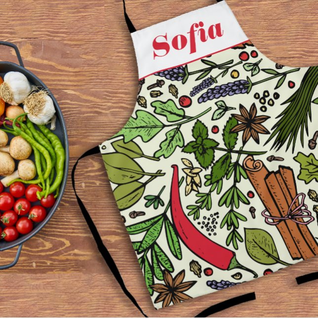 Tablier Nom personnalisé du motif Spices (Créateur téléchargé)