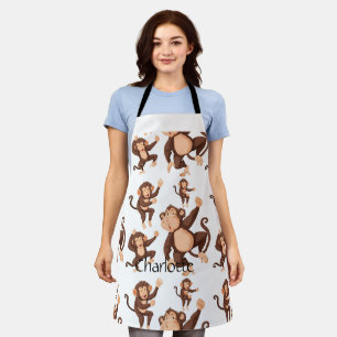 Tablier Nom personnalisé du motif transparent Singe