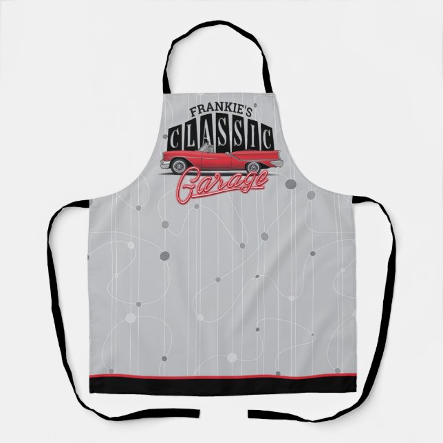 Tablier Nom personnalisé Faux Neon Garage de voiture class (Recto)