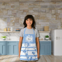 Nom personnalisé Fleurs bleues Design rayé