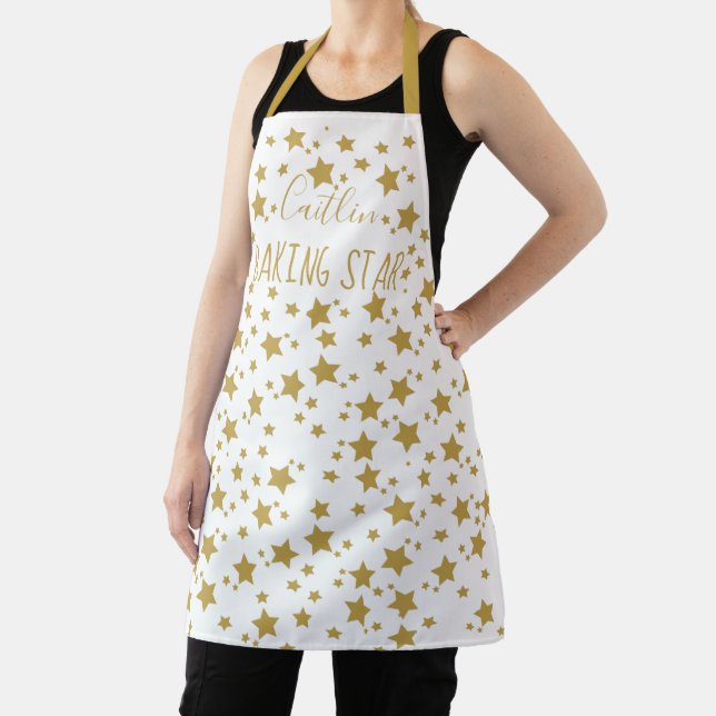 Tablier Nom personnalisé Gold Star Baker Apron (Insitu)