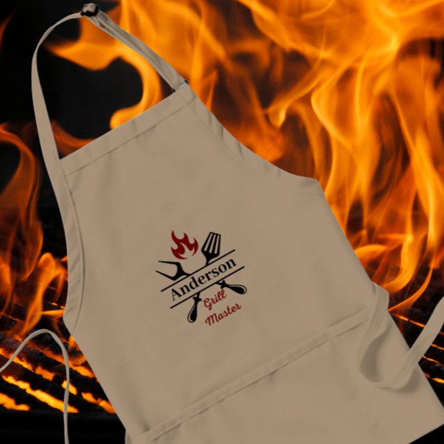 Tablier Nom personnalisé Grill Master BBQ Papa Fête des pè (Créateur téléchargé)
