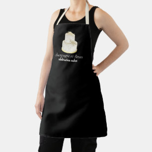 Tablier nom personnalisé ivoire + or mariage cake boulange