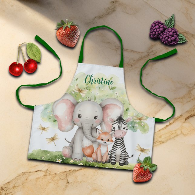 Tablier Nom personnalisé Jungle Animaux libellules (Créateur téléchargé)