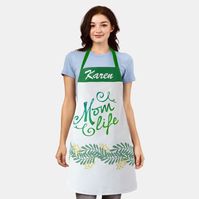 Tablier Nom personnalisé Maman vie Chef personnalisé Femme (Porté)