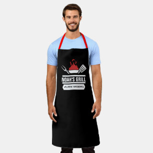 Tablier Nom personnalisé Mème personnalisé BBQ noir Chef