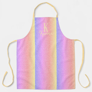 Tablier Nom personnalisé monogramme girly paillettes arc-e