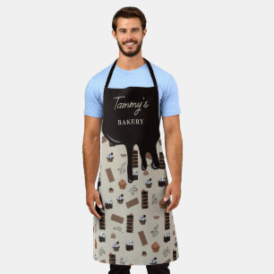 Tablier Nom personnalisé Motif de thème de chocolat