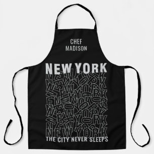 Tablier Nom personnalisé New York Typographie