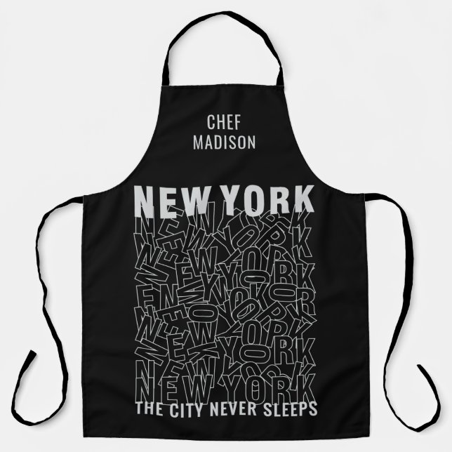 Tablier Nom personnalisé New York Typographie (Recto)