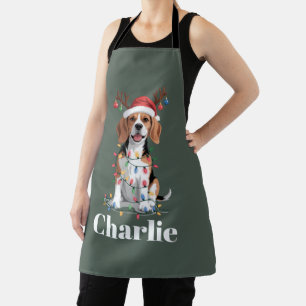 Tablier Nom personnalisé Noël Beagle Chien Amoureux