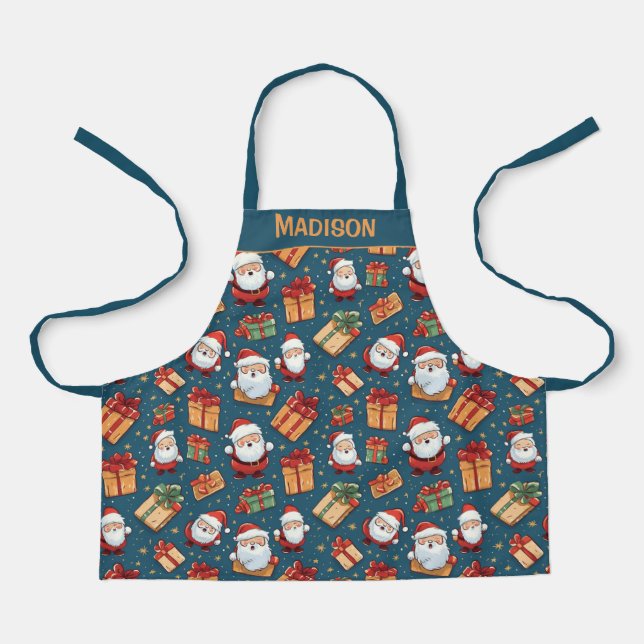 Tablier Nom personnalisé Noël Père Noël (Recto)