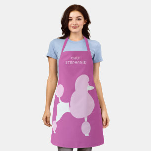 Tablier Nom personnalisé Poodle rose