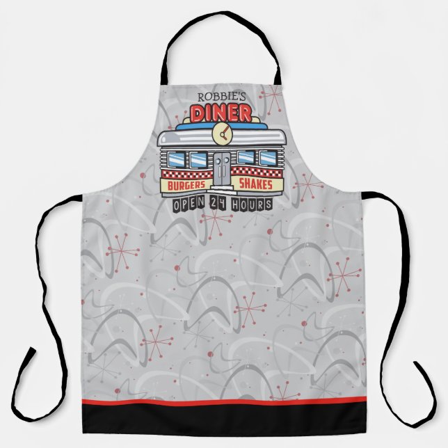 Tablier NOM personnalisé Retro 50's Diner Signé Cinquante (Recto)