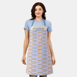 Tablier Nom personnalisé Retro Pastel Géométrique Baker