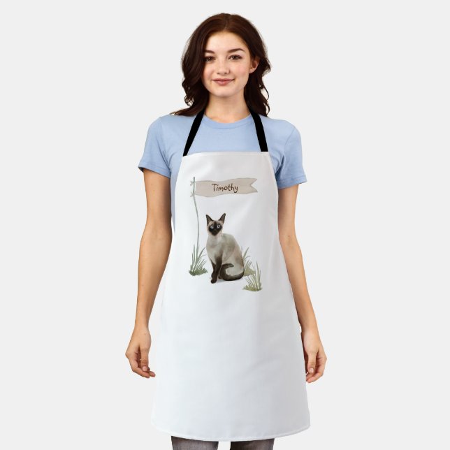 Tablier Nom personnalisé Siamese Chat Pet (Porté)