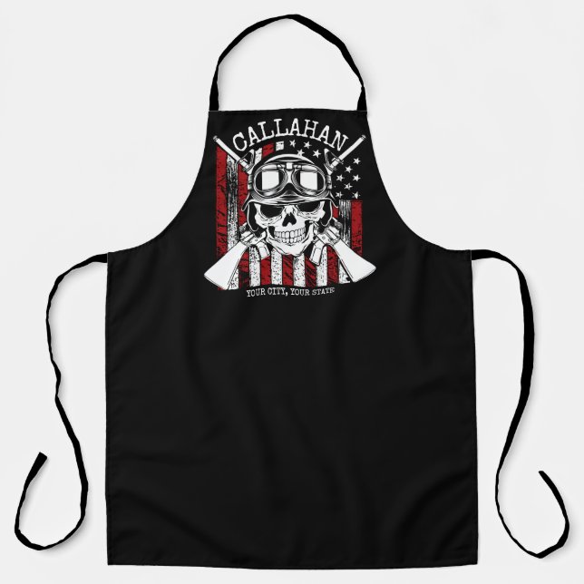 Tablier NOM personnalisé Soldat Crâne Double Armes USA Dra (Recto)