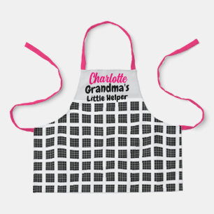 Tablier Nom personnalisé & Texte Rose Cordes Motif à carre