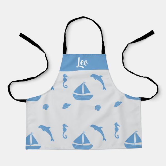 Tablier Nom personnalisé vie marine (Recto)