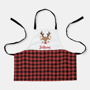 Tablier Nom Plaid Du Rindeer Cute En Noël Rouge