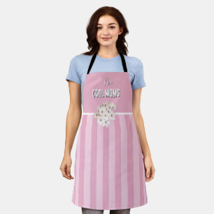Tablier Nom Script Vintage Rayure Rose