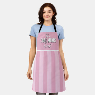 Tablier Nom Script Vintage Rayure Rose