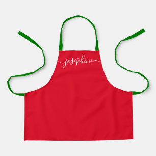 Tablier Nom simple de Noël rouge personnalisé