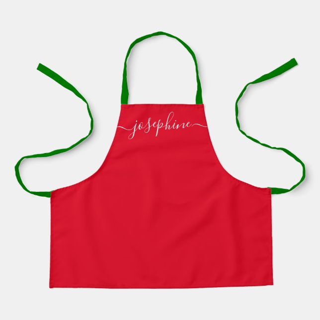 Tablier Nom simple de Noël rouge personnalisé (Recto)