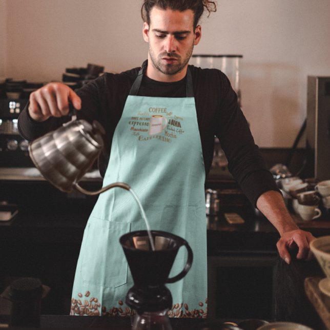 Tablier Noms de café Aqua Personnalisé Barista Apron (Créateur téléchargé)