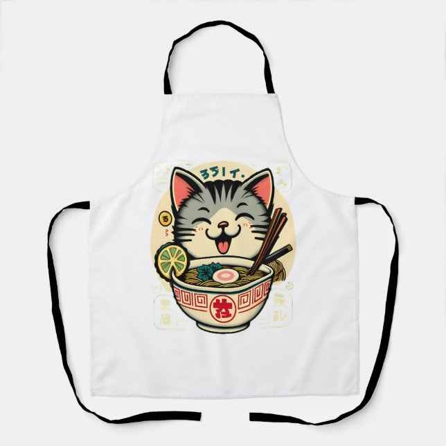 Tablier Noodle de chat japonais Anime ga Kawaii Chat (Recto)