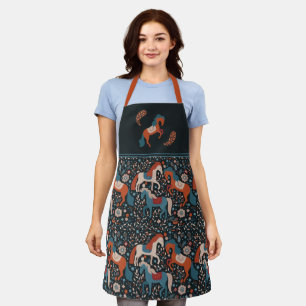 Tablier Nordic Horses Folk Art Motif
