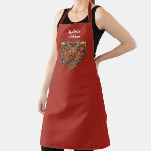 Tablier Norwegian Rosemaling Folk Art Heart Personnalisé